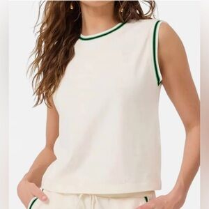 Terez Ivory Vintage Cotton Muscle Tank In Sugar Swizzle. NWT. Medium.